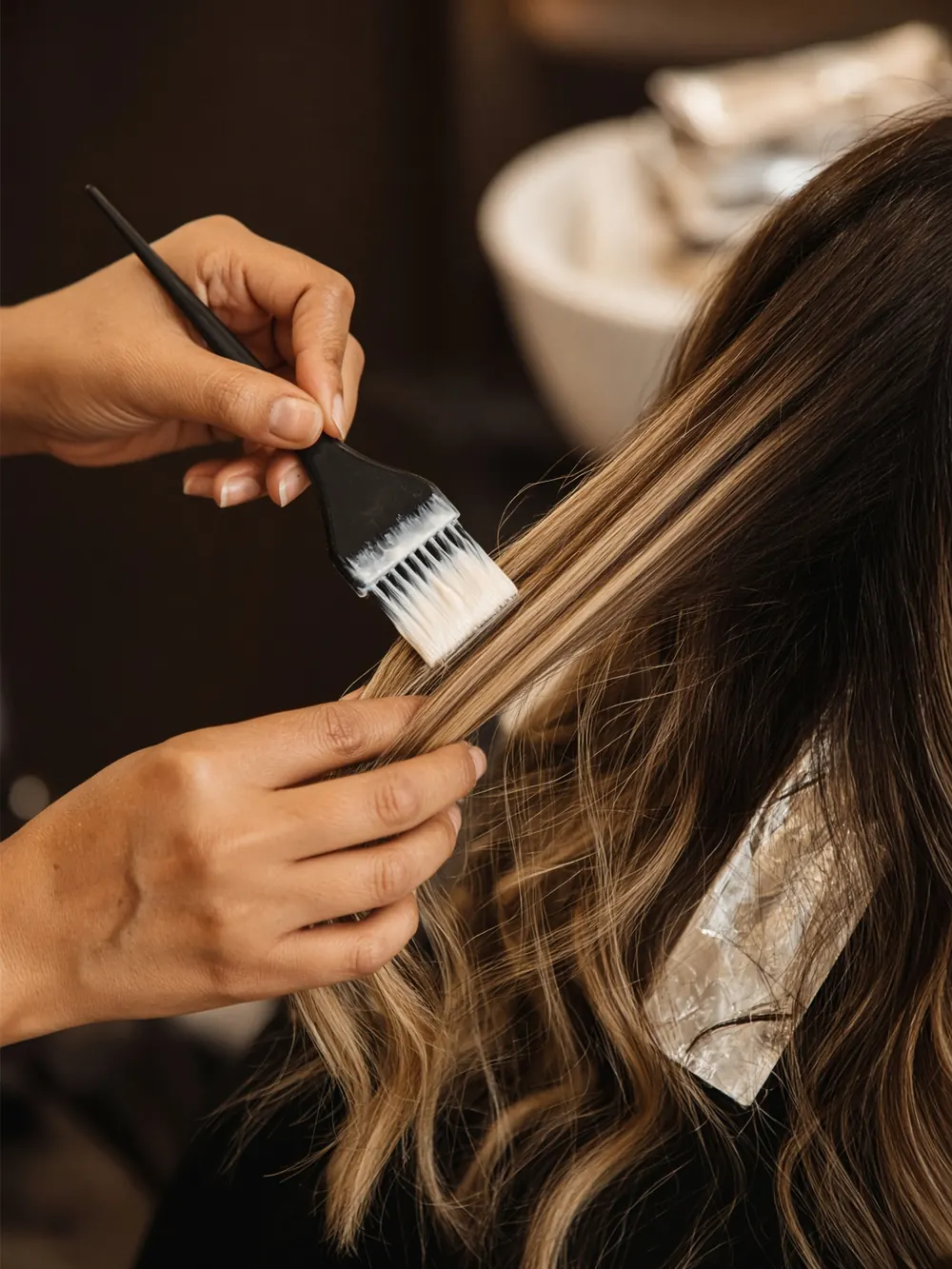 Balayage kleurbehandeling met penseel